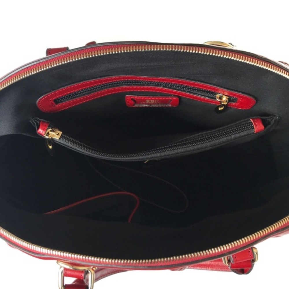 SOLD PIJUSHI Leather Red Embossed Shoulder Bag - Picture 5 of 7
